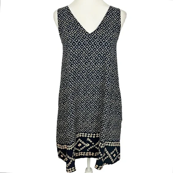 knee length dresses for ladies Blue Floral Linen Blend Shift Mini Dress main image 0